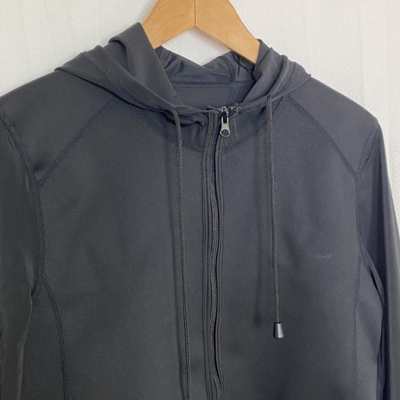 SaunaFX Neoprene Sauna Jacket Womens Large Black Hooded Reflective NIB - Picture 8 of 15
